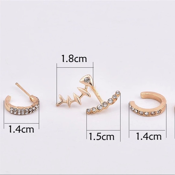 Earrings Post Cuff Multi Layering Gold Jewelry - Picture 3 of 4